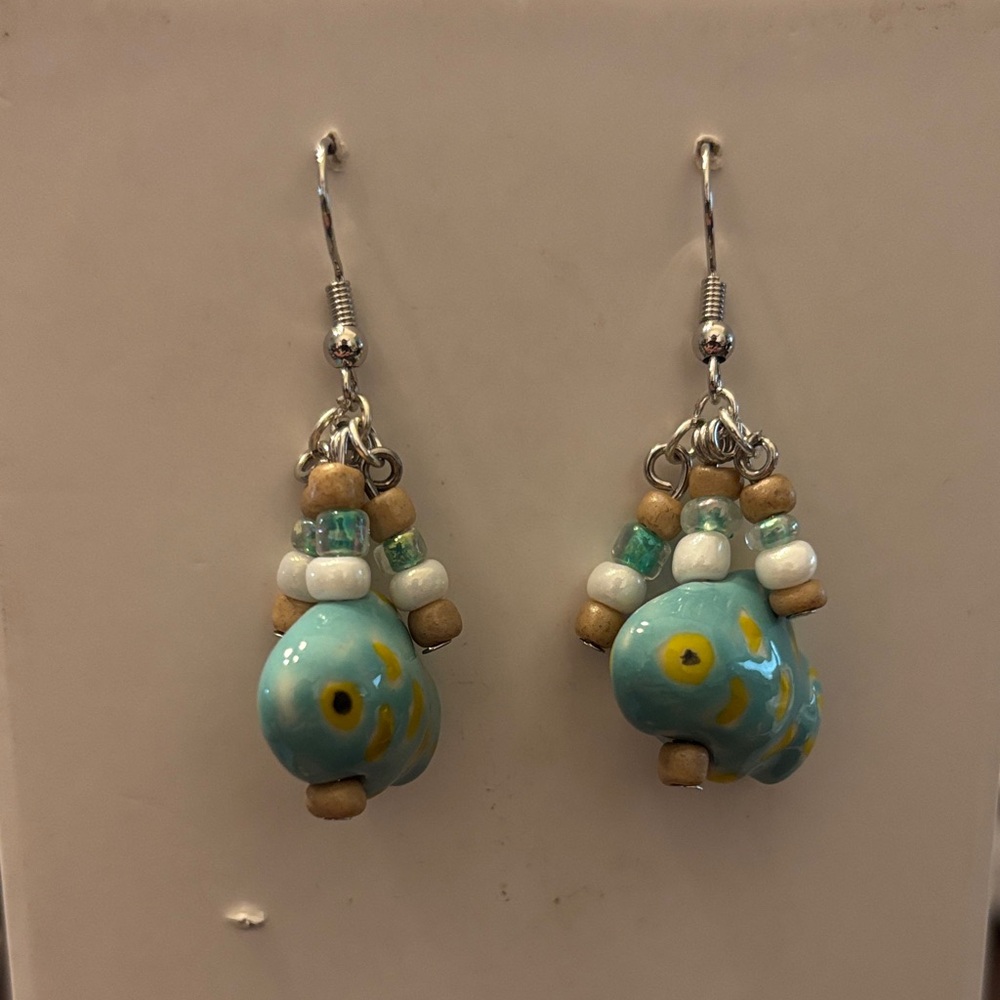 Handcrafted Fish Earrings with Beads